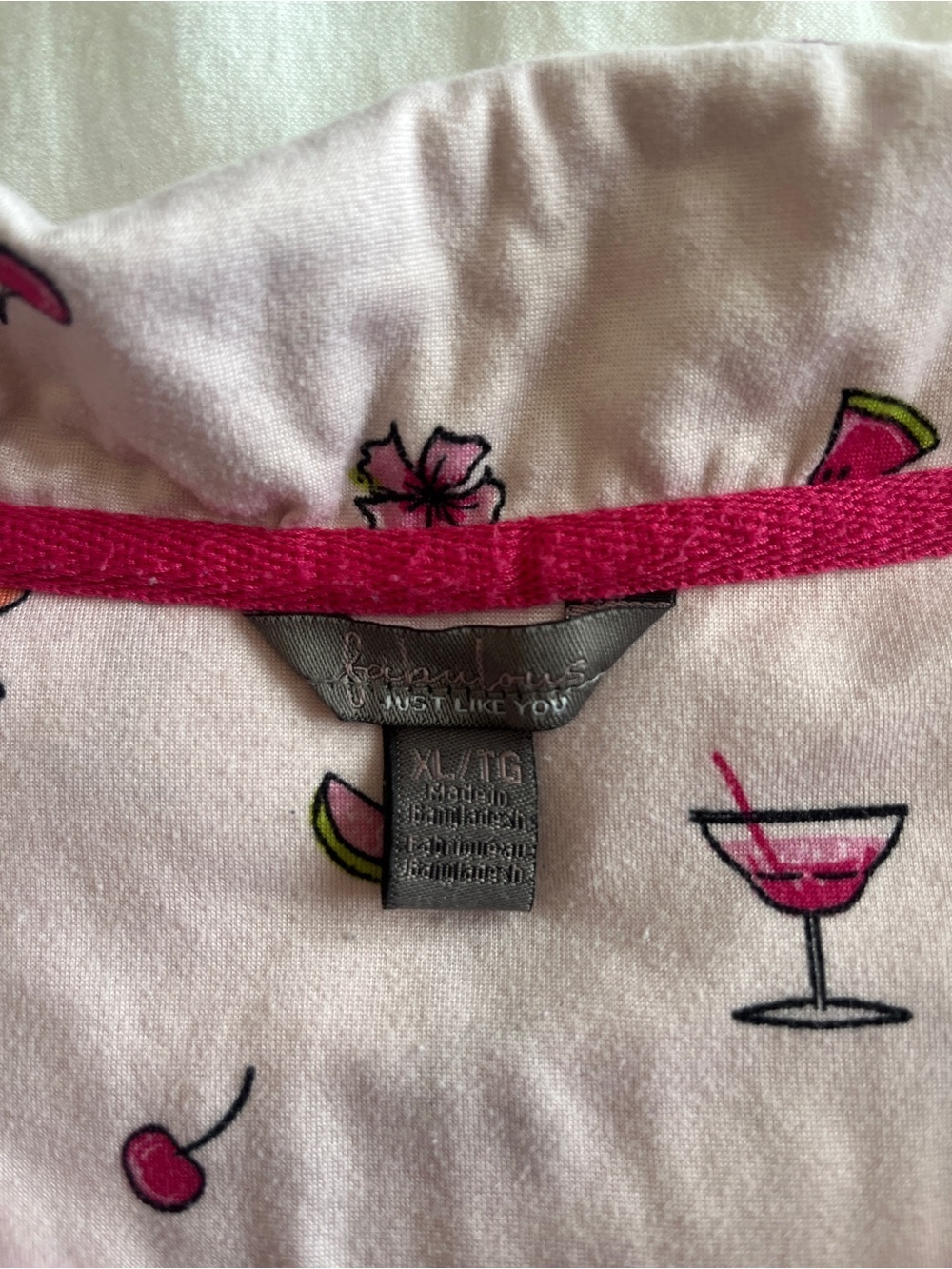 Light Pink Cocktail Print Pyjama Set - Picture 8 of 9